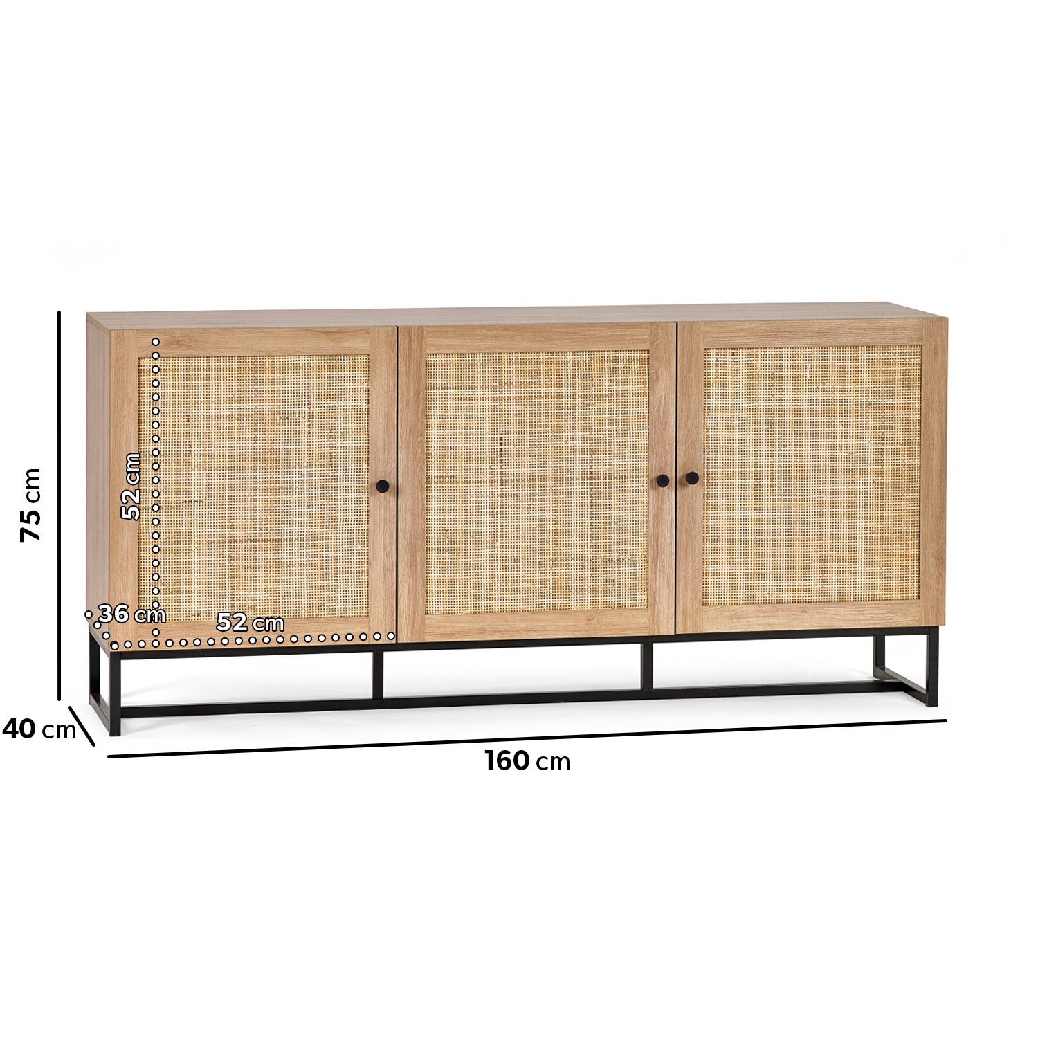 Read more about Large oak sideboard with rattan doors padstow